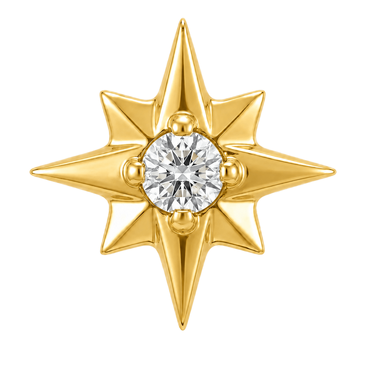 8 Point Burst - 14K Gold Stone Threadless/Threaded End - piercing-zone.com