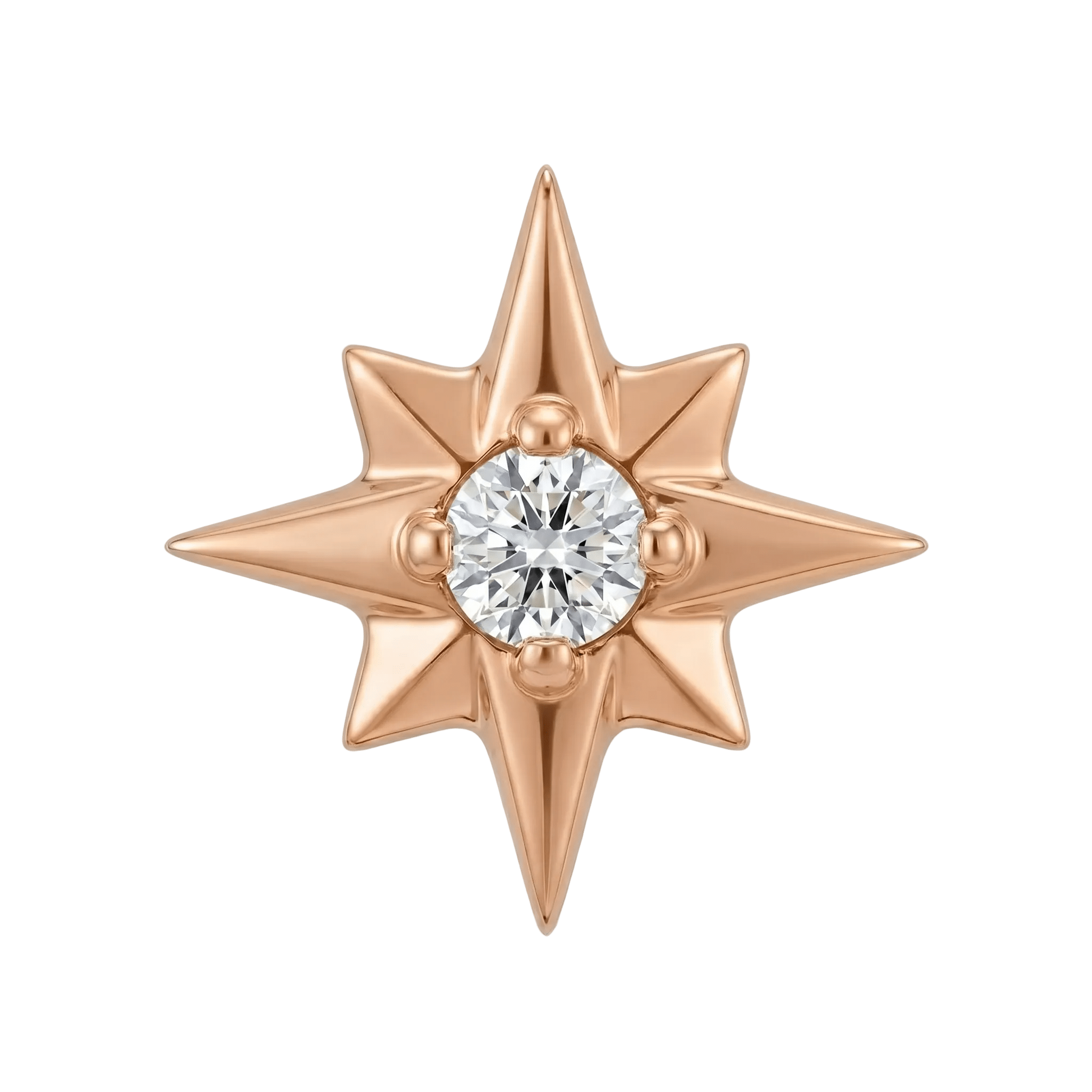8 Point Burst - 14K Gold Stone Threadless/Threaded End - piercing - zone.com