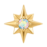 8 Point Burst - 14K Gold Stone Threadless/Threaded End - piercing-zone.com