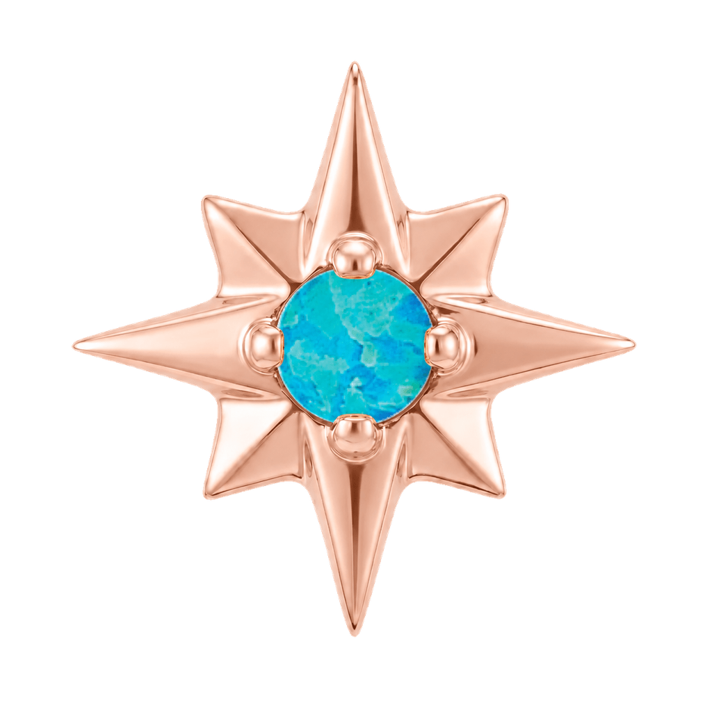 8 Point Burst - 14K Gold Stone Threadless/Threaded End - piercing-zone.com