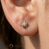 8 Point Burst - 14K Gold Stone Threadless/Threaded End - piercing - zone.com