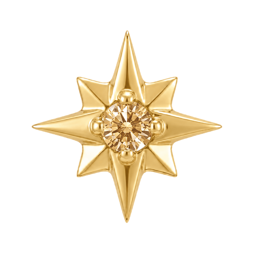 8 Point Burst - 14K Gold Stone Threadless/Threaded End - piercing-zone.com