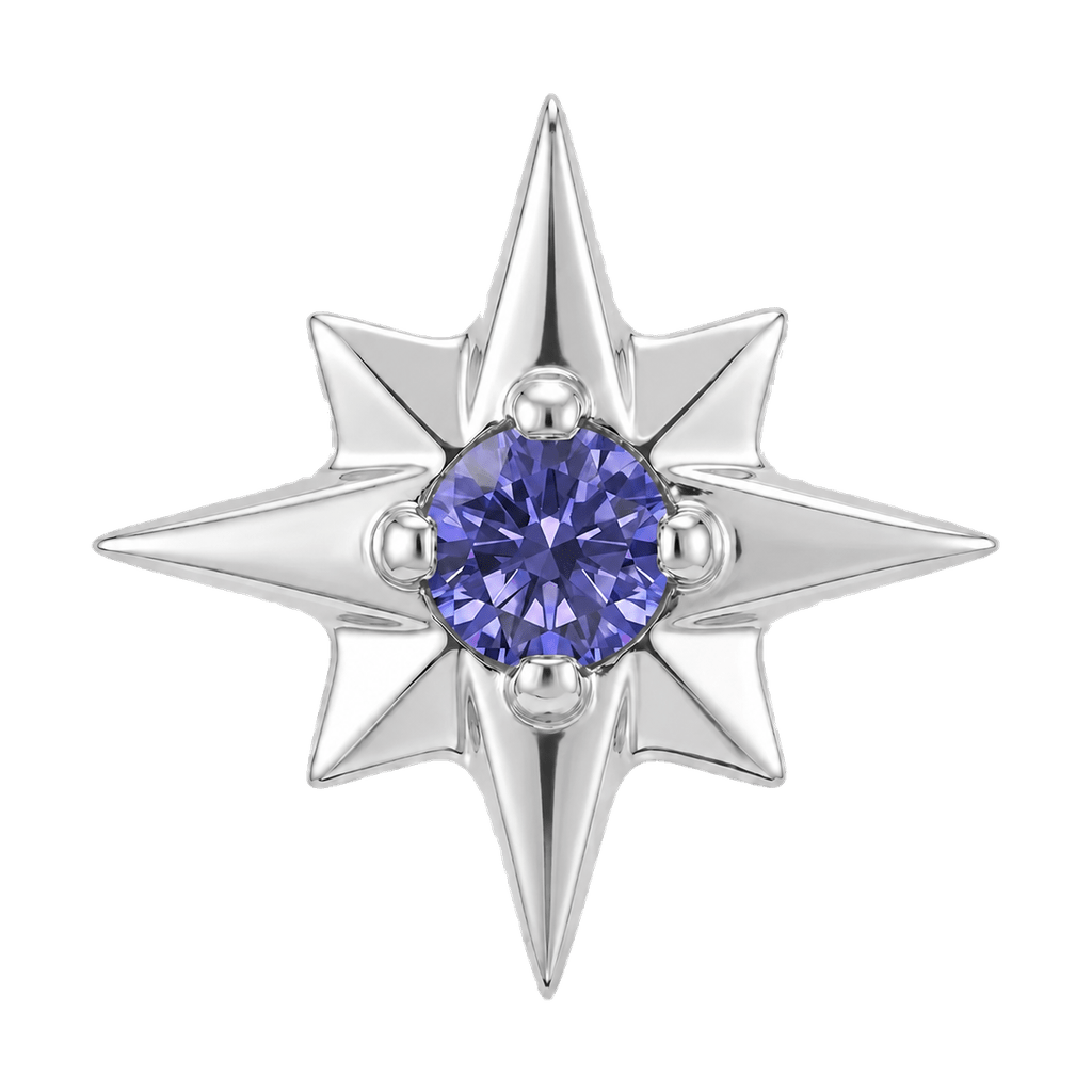 8 Point Burst - 14K Gold Stone Threadless/Threaded End - piercing-zone.com