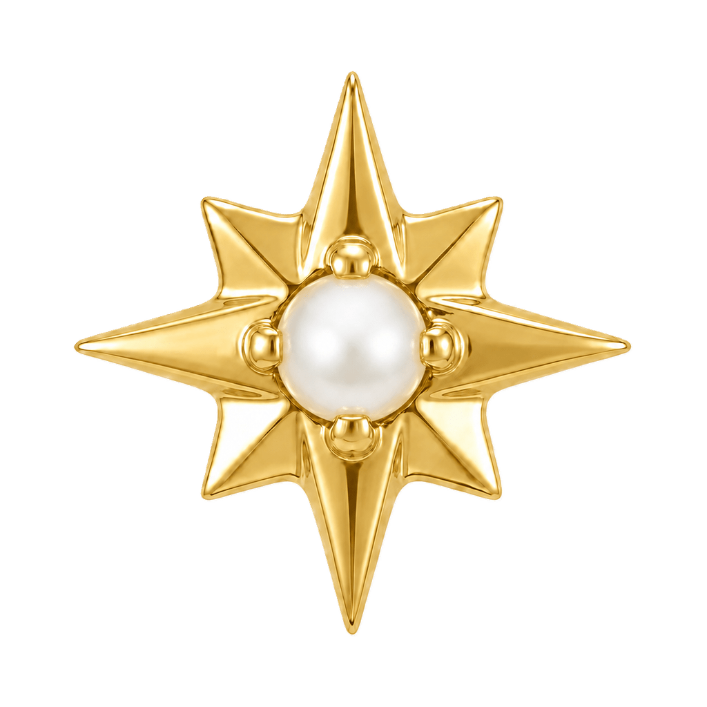 8 Point Burst - 14K Gold Stone Threadless/Threaded End - piercing-zone.com