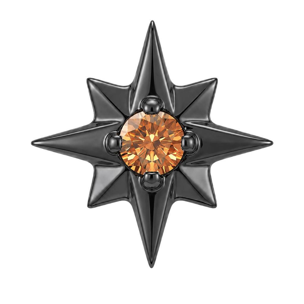8 Point Burst - 14K Gold Stone Threadless/Threaded End - piercing-zone.com