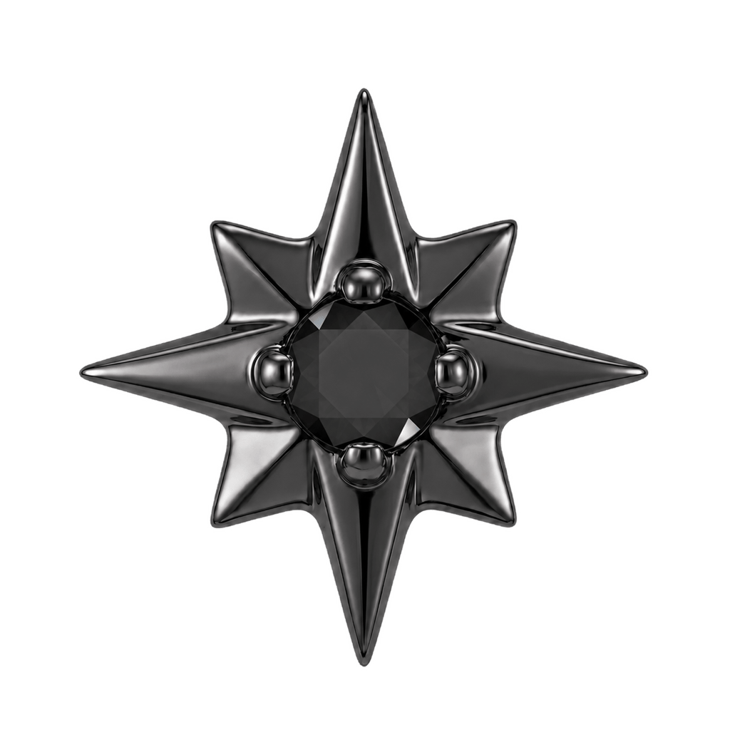 8 Point Burst - 14K Gold Stone Threadless/Threaded End - piercing-zone.com