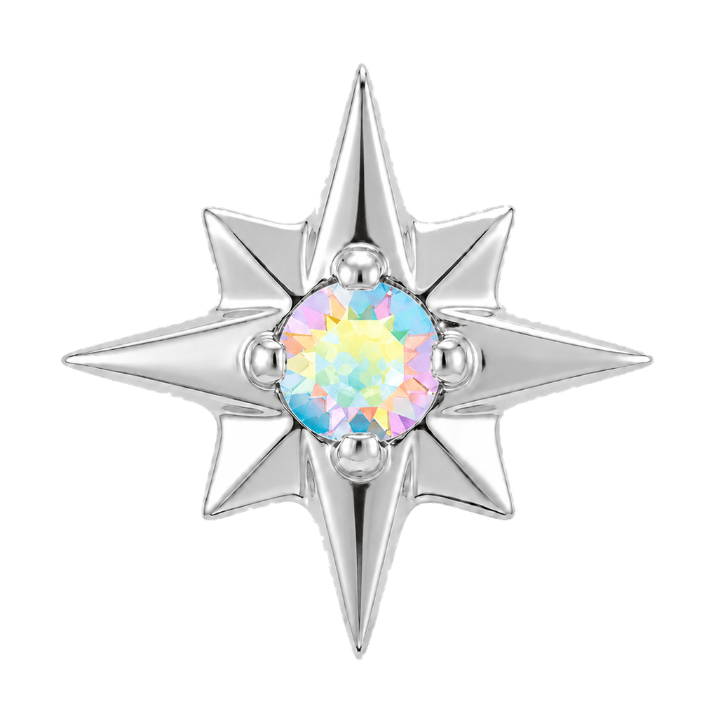 8 Point Burst - 14K Gold Stone Threadless/Threaded End - piercing-zone.com