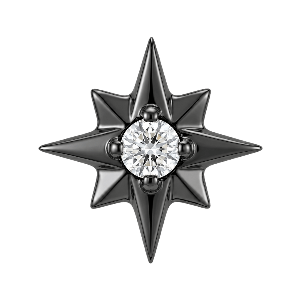 8 Point Burst - 14K Gold Stone Threadless/Threaded End - piercing-zone.com