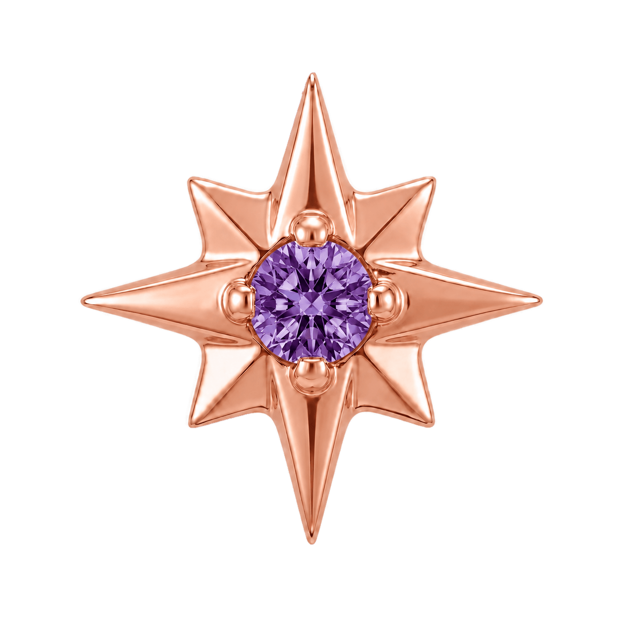 8 Point Burst - 14K Gold Stone Threadless/Threaded End - piercing-zone.com