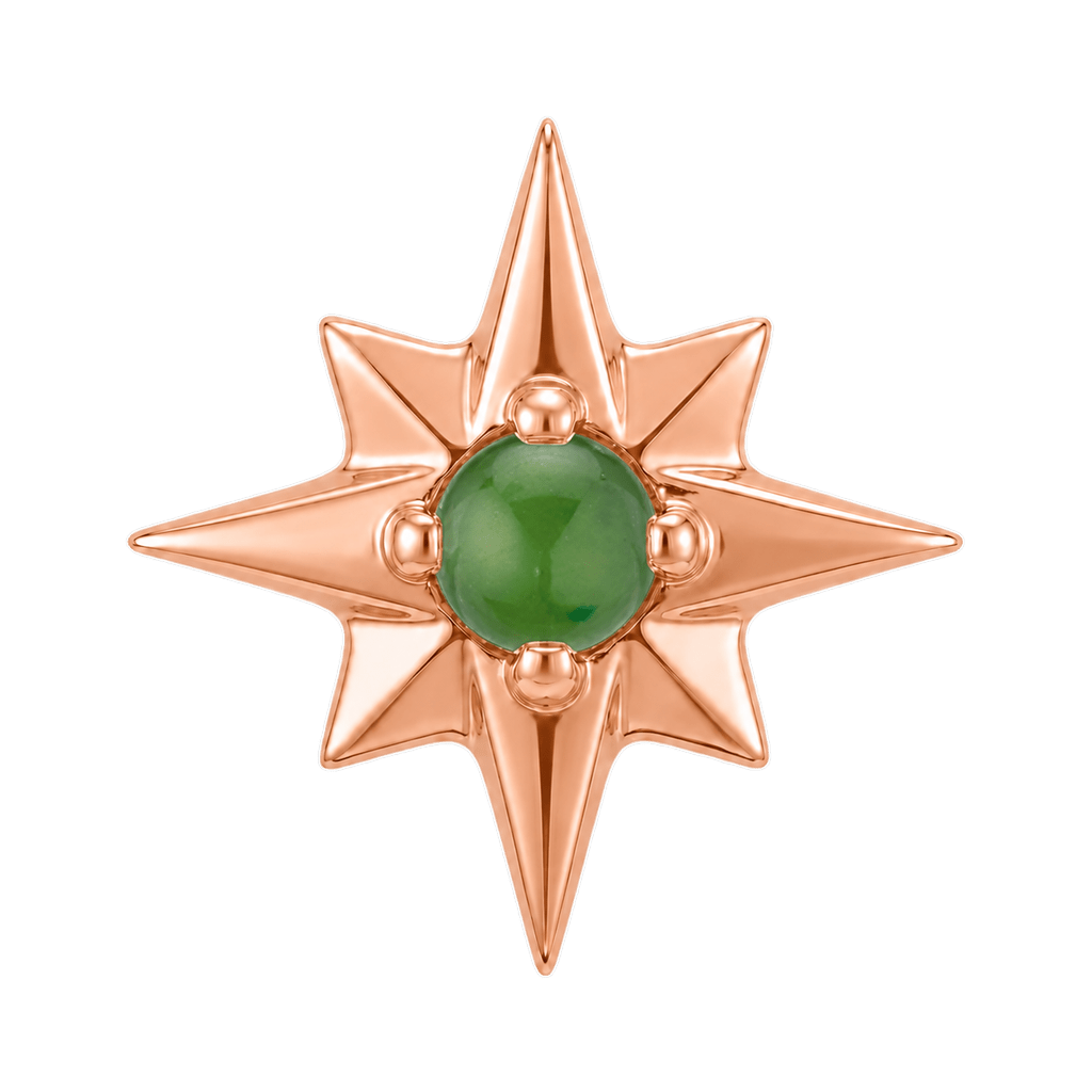 8 Point Burst - 14K Gold Stone Threadless/Threaded End - piercing-zone.com