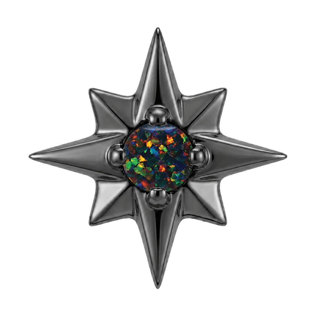 8 Point Burst - 14K Gold Stone Threadless/Threaded End - piercing-zone.com
