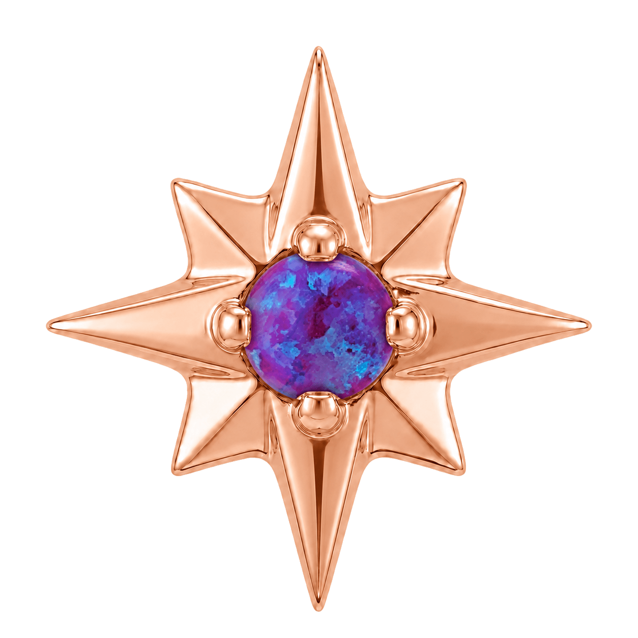 8 Point Burst - 14K Gold Stone Threadless/Threaded End - piercing-zone.com