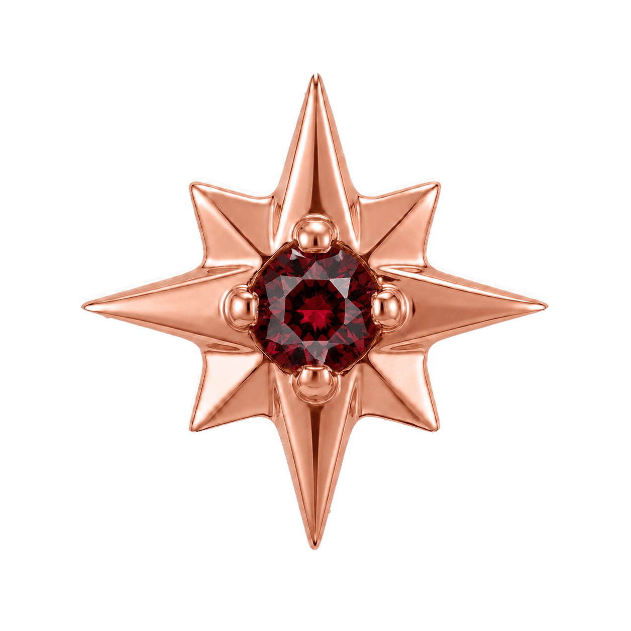 8 Point Burst - 14K Gold Stone Threadless/Threaded End - piercing-zone.com