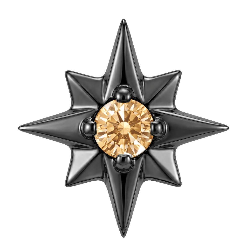 8 Point Burst - 14K Gold Stone Threadless/Threaded End - piercing-zone.com