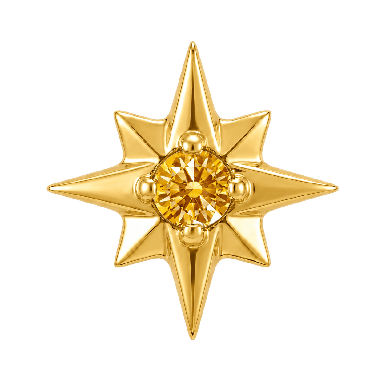 8 Point Burst - 14K Gold Stone Threadless/Threaded End - piercing-zone.com