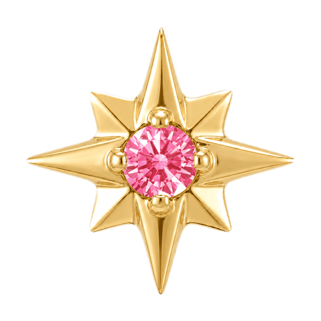 8 Point Burst - 14K Gold Stone Threadless/Threaded End - piercing-zone.com