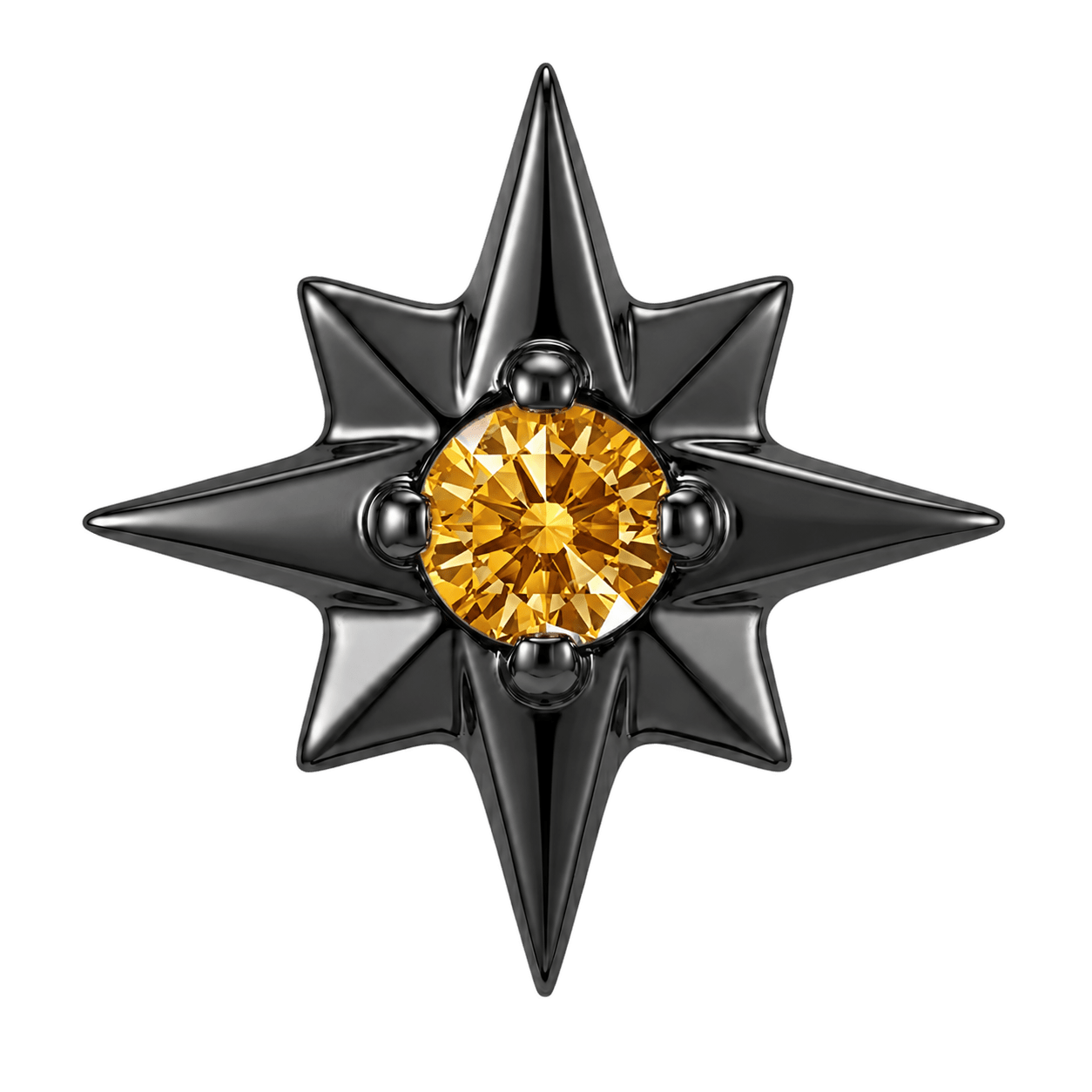 8 Point Burst - 14K Gold Stone Threadless/Threaded End - piercing-zone.com