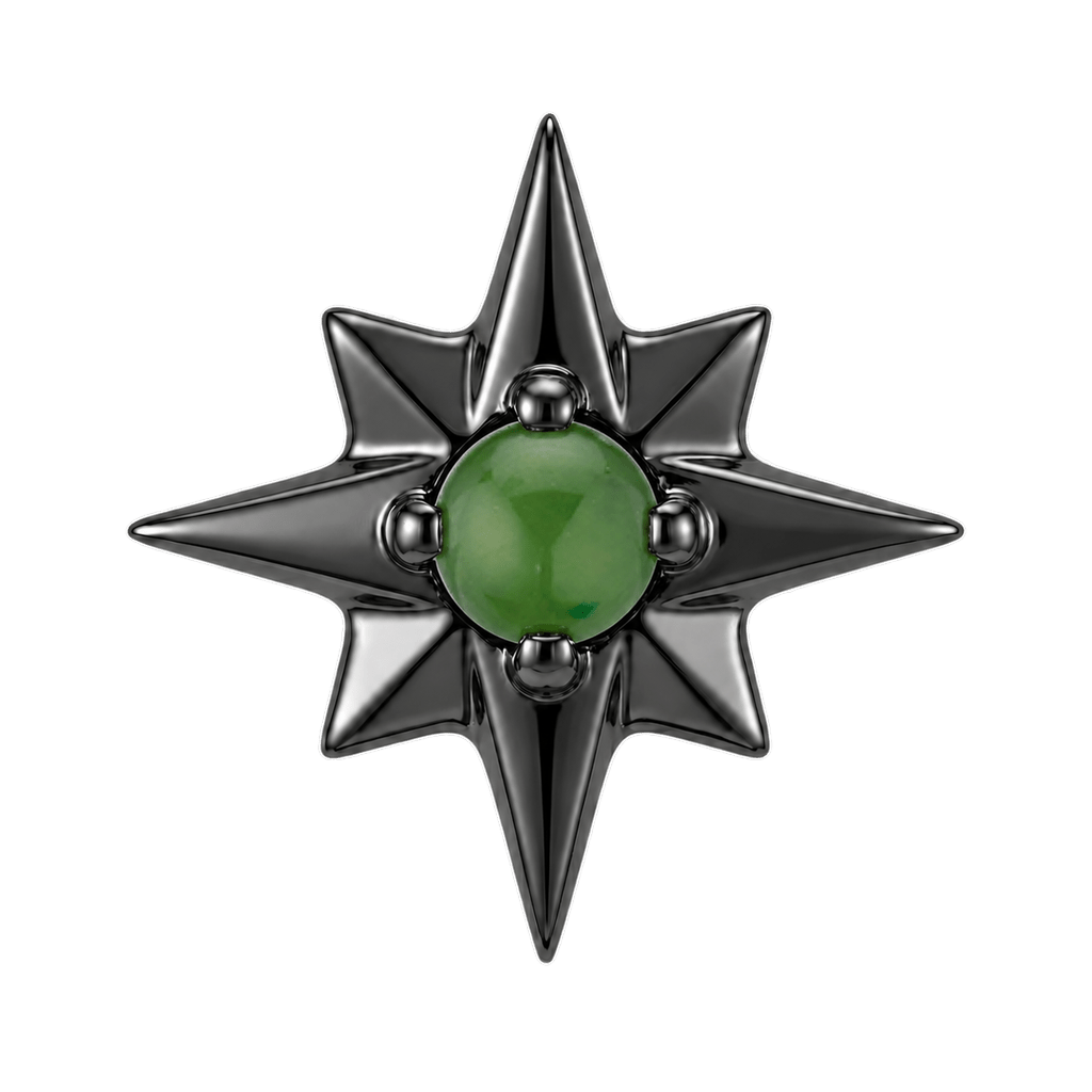 8 Point Burst - 14K Gold Stone Threadless/Threaded End - piercing-zone.com