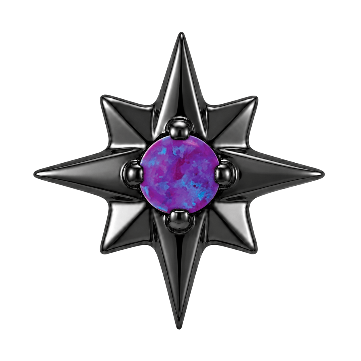 8 Point Burst - 14K Gold Stone Threadless/Threaded End - piercing-zone.com