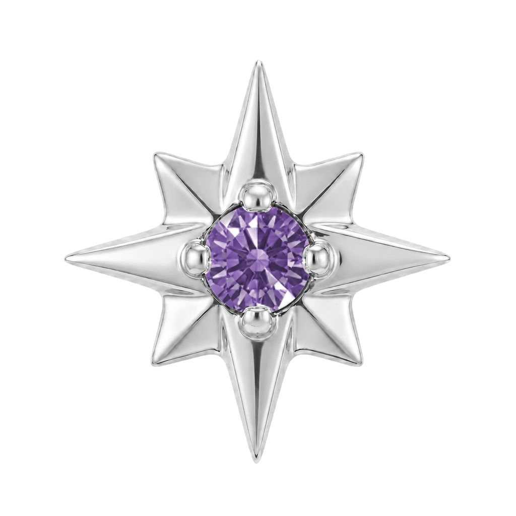 8 Point Burst - 14K Gold Stone Threadless/Threaded End - piercing-zone.com