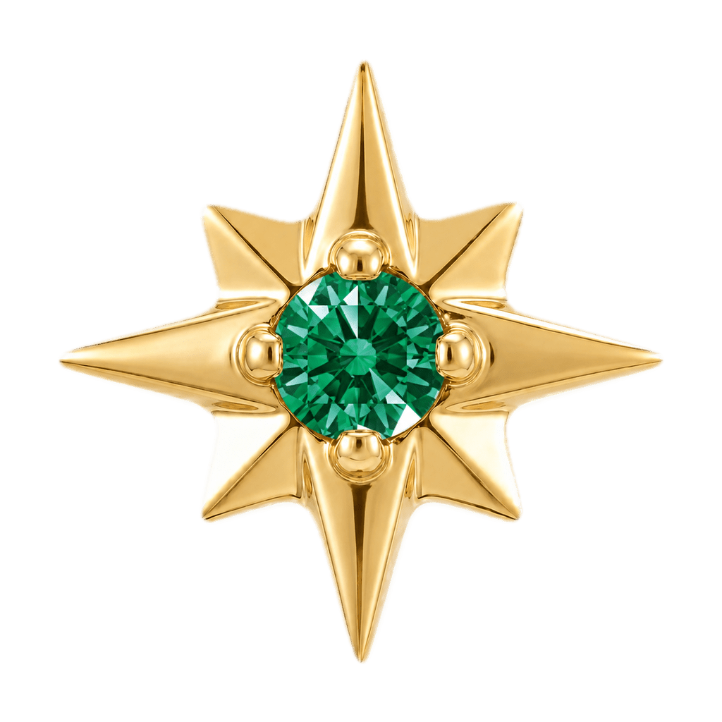 8 Point Burst - 14K Gold Stone Threadless/Threaded End - piercing-zone.com