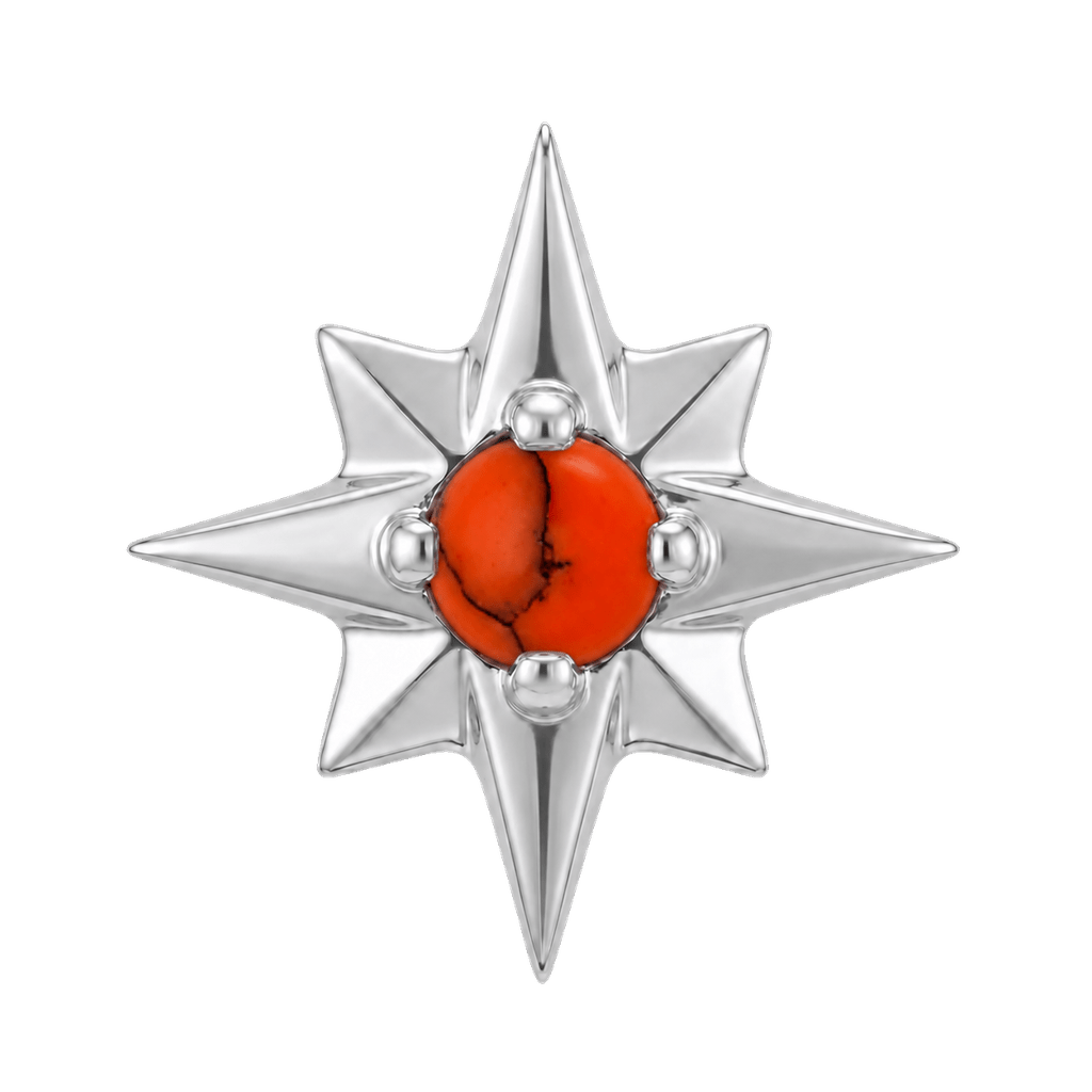 8 Point Burst - 14K Gold Stone Threadless/Threaded End - piercing-zone.com
