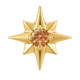 8 Point Burst - 14K Gold Stone Threadless/Threaded End - piercing-zone.com