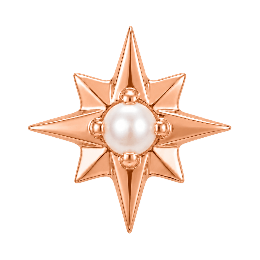 8 Point Burst - 14K Gold Stone Threadless/Threaded End - piercing-zone.com
