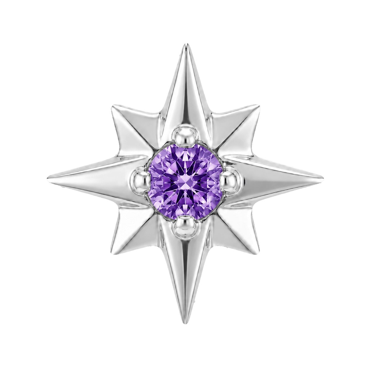 8 Point Burst - 14K Gold Stone Threadless/Threaded End - piercing-zone.com