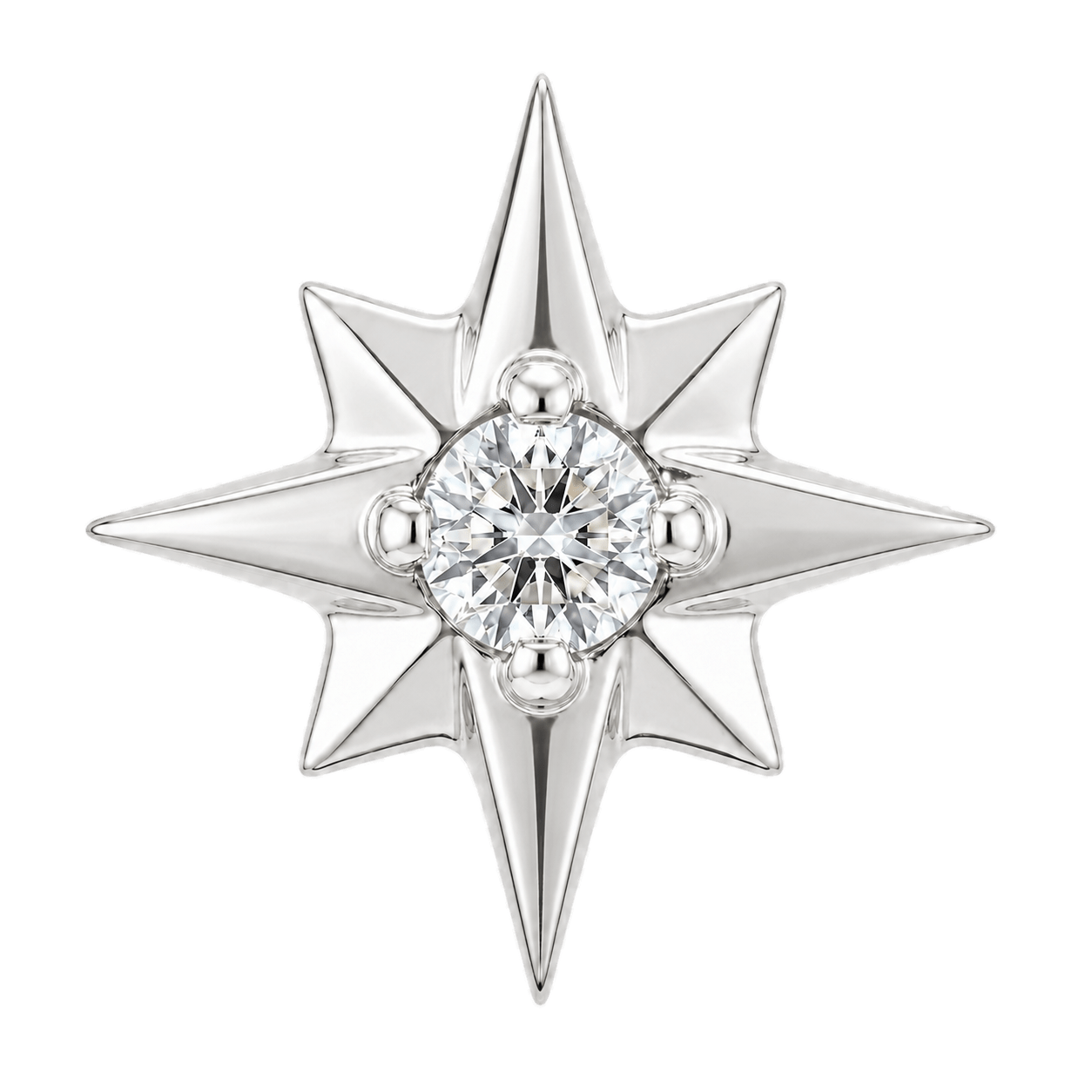 8 Point Burst - 14K Gold Stone Threadless/Threaded End - piercing-zone.com