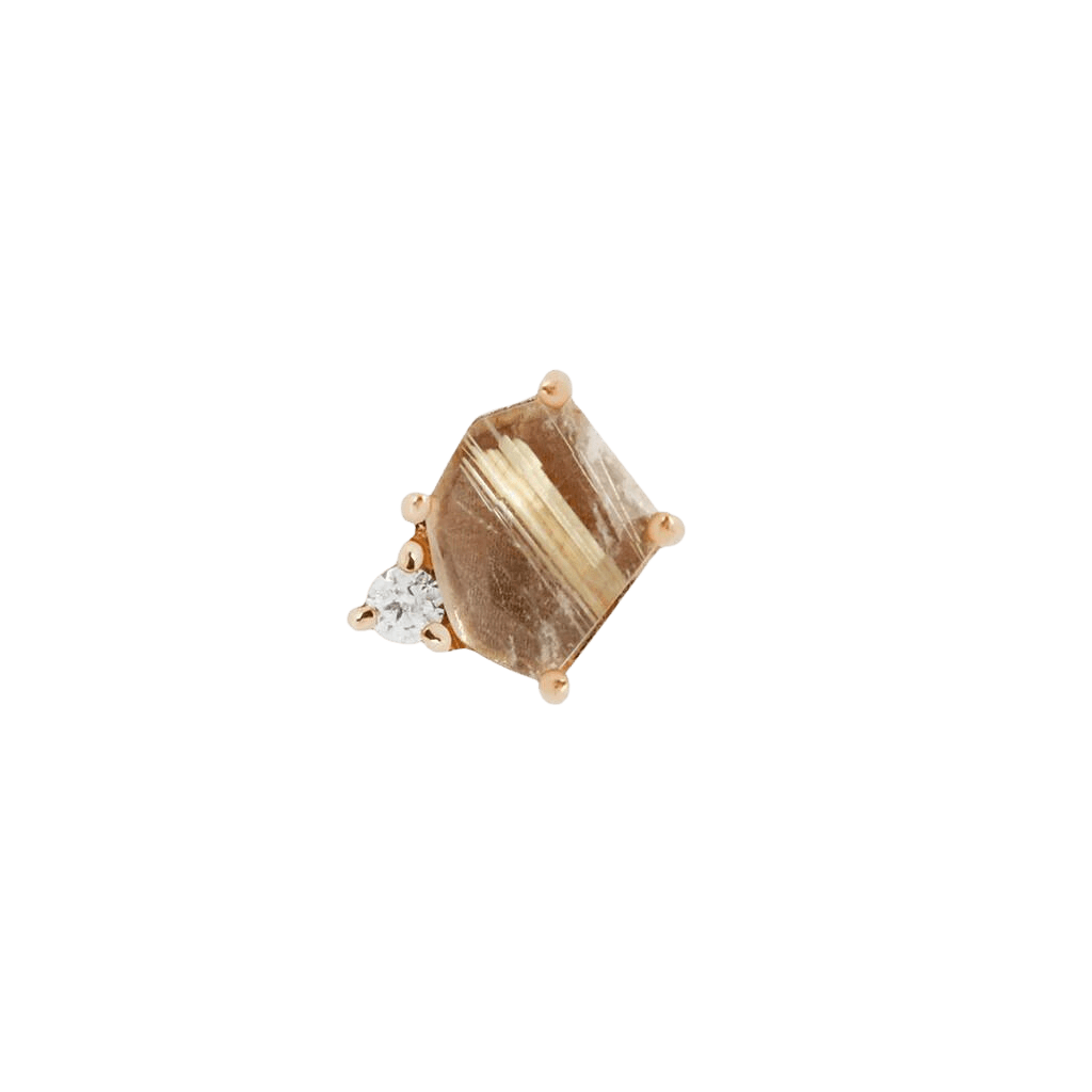 ELICIT - RUTILATED QUARTZ + CZ - THREADLESS END piercing-zone.com