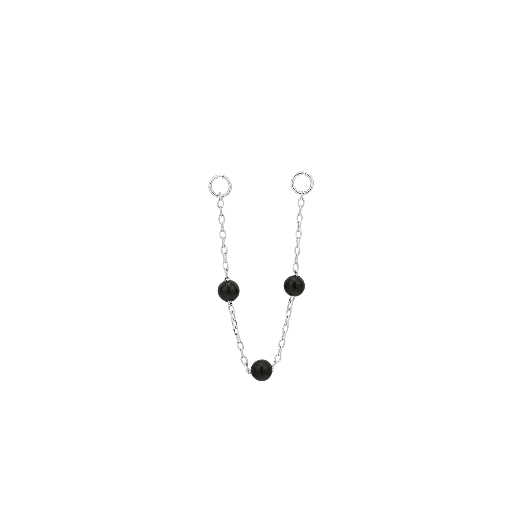 3 BEAD BLACK AGATE CHAIN - SOLID 14KT GOLD piercing-zone.com