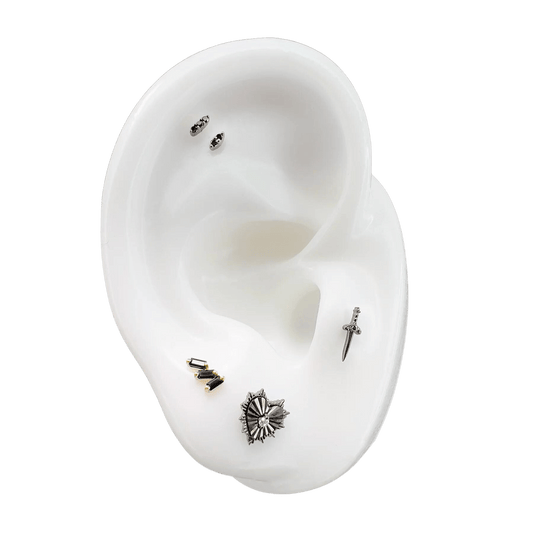 MISHKA PRONG 3 - BLACK DIAMOND + RHODIUM - THREADLESS END piercing-zone.com
