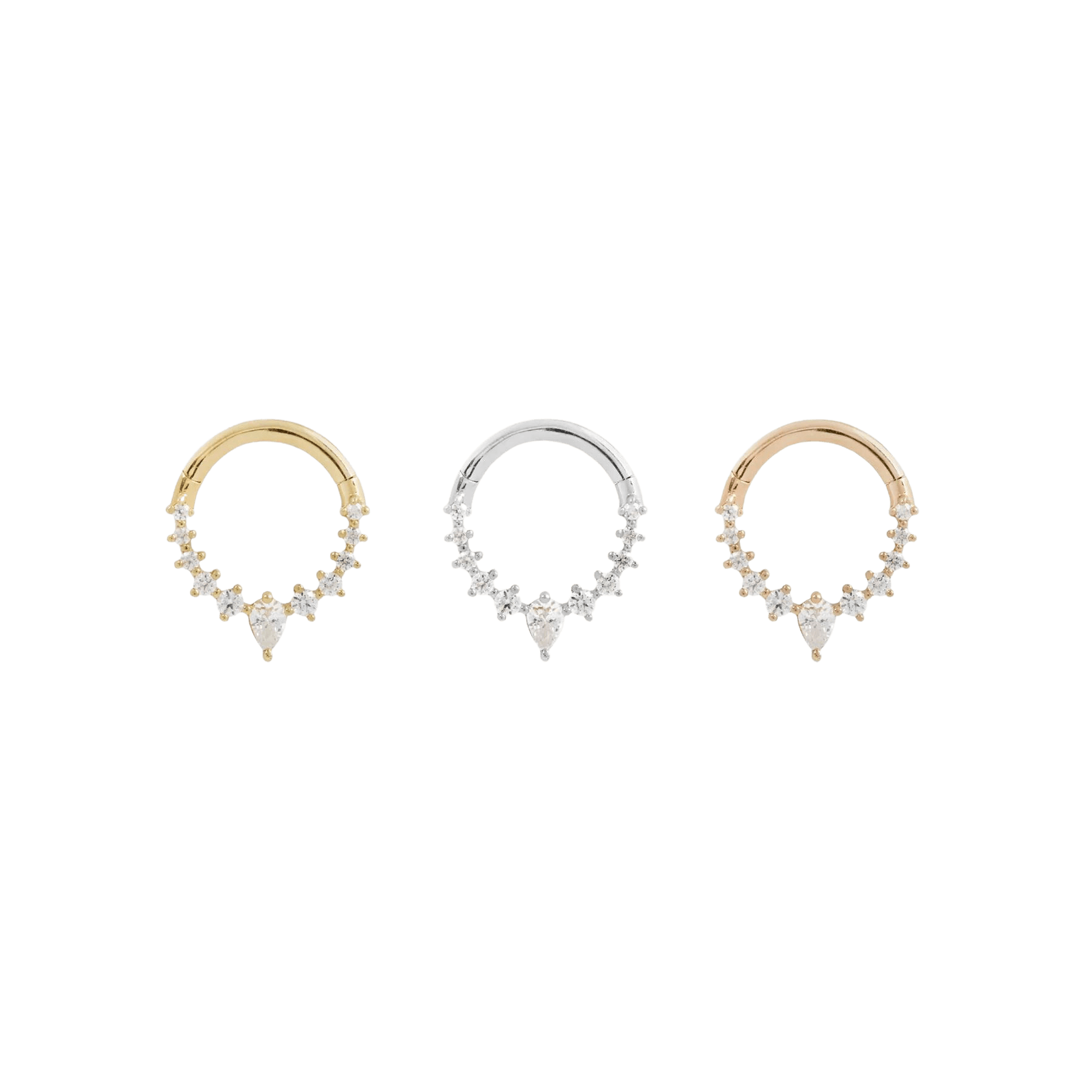 ATHENA - SWAROVSKI CZ - GOLD CLICKER piercing-zone.com