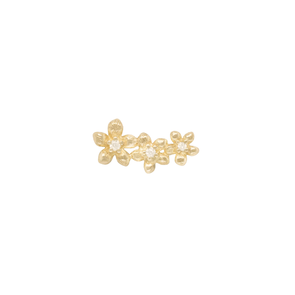 Gaia Flower CZ Threadless End – 14K Gold Support Piece