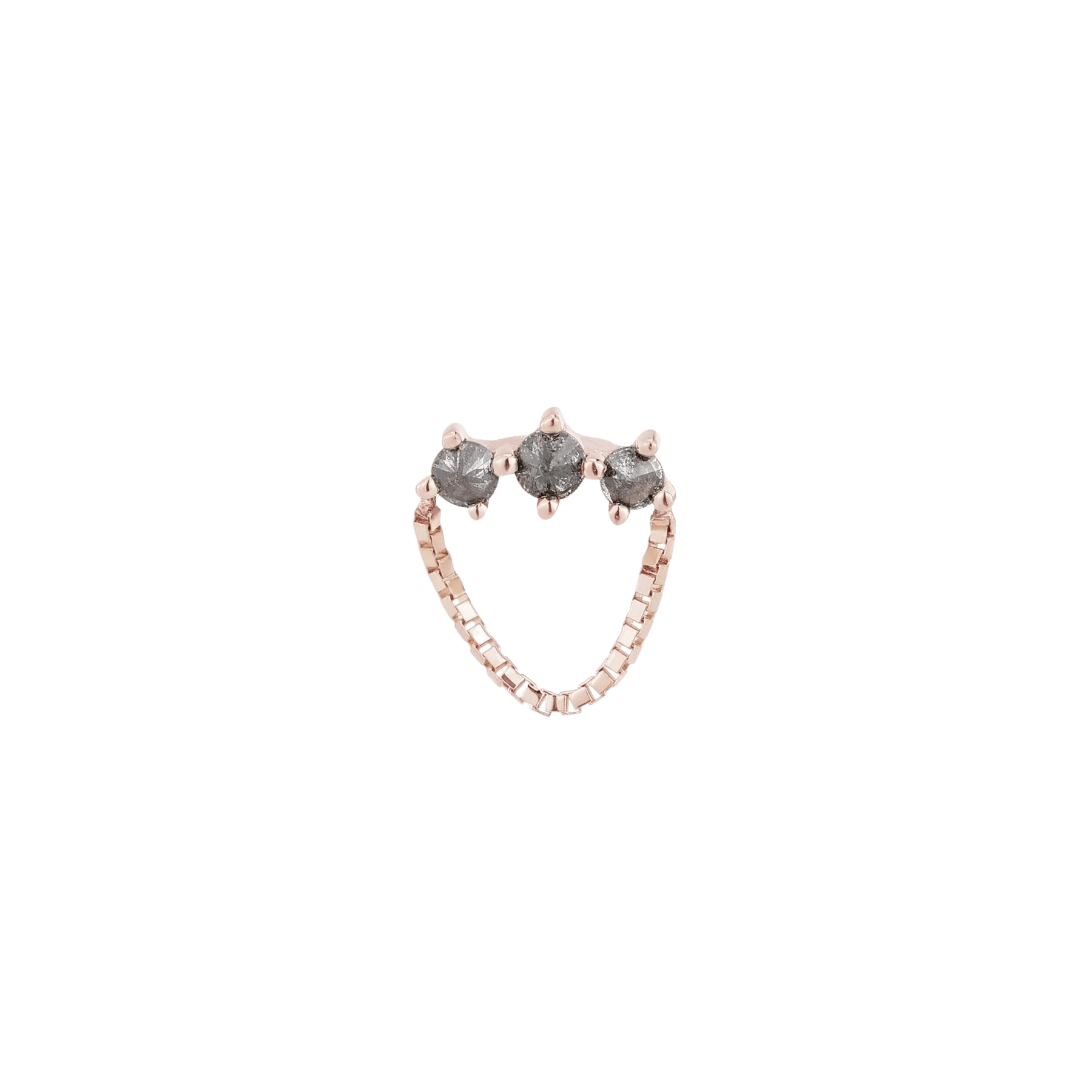Halston – 14K Gold Reverse Set Grey Diamond Threadless End