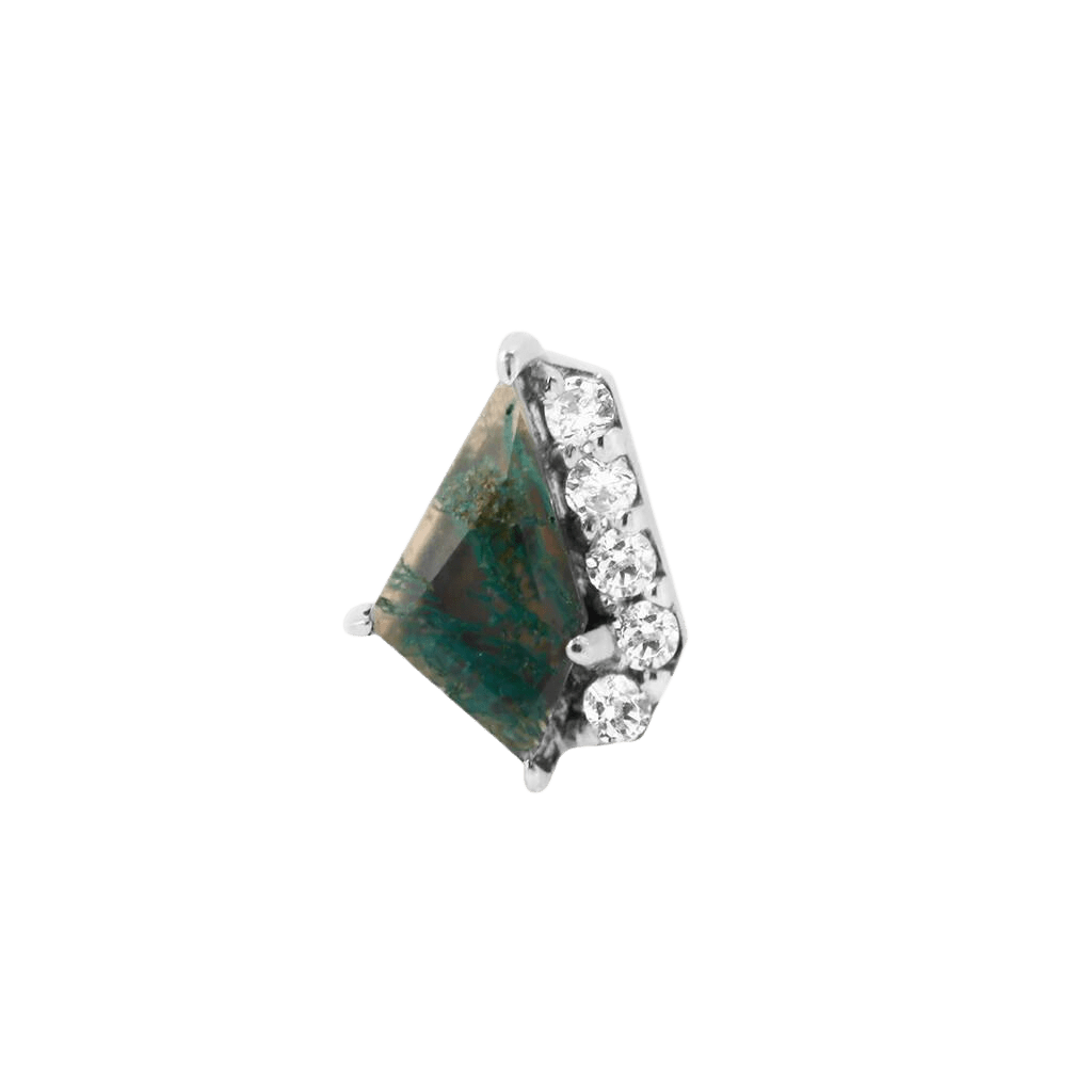 ELEVATE - MOSS AGATE + CZ - THREADLESS END piercing-zone.com