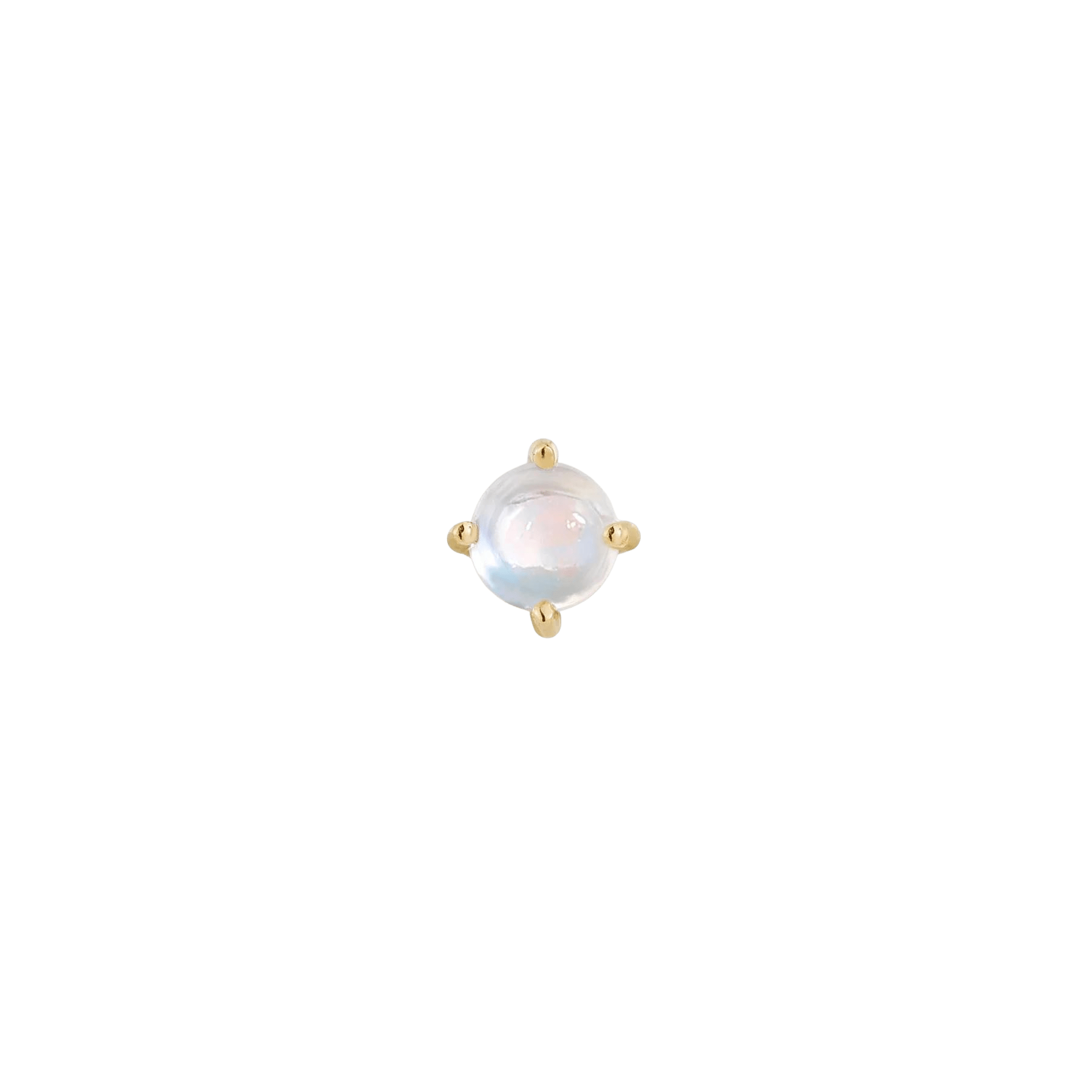Rainbow Moonstone Prong Threadless End – 14K Gold