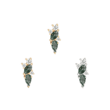 VISIONARY - MOSS AGATE + WHITE TOPAZ - THREADLESS END piercing-zone.com