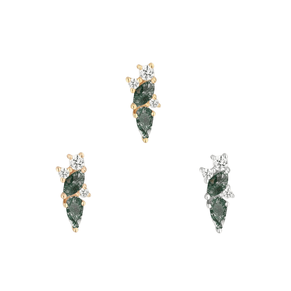 VISIONARY - MOSS AGATE + WHITE TOPAZ - THREADLESS END piercing-zone.com