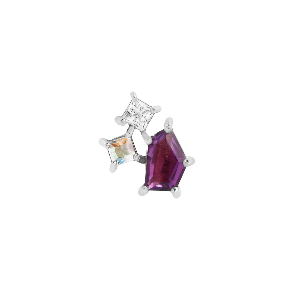 LYRA - AMETHYST + MERCURY MIST TOPAZ + CZ - THREADLESS END piercing-zone.com