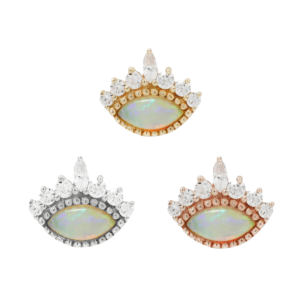 Enchant – 14K Gold Opal & Swarovski CZ Threadless End