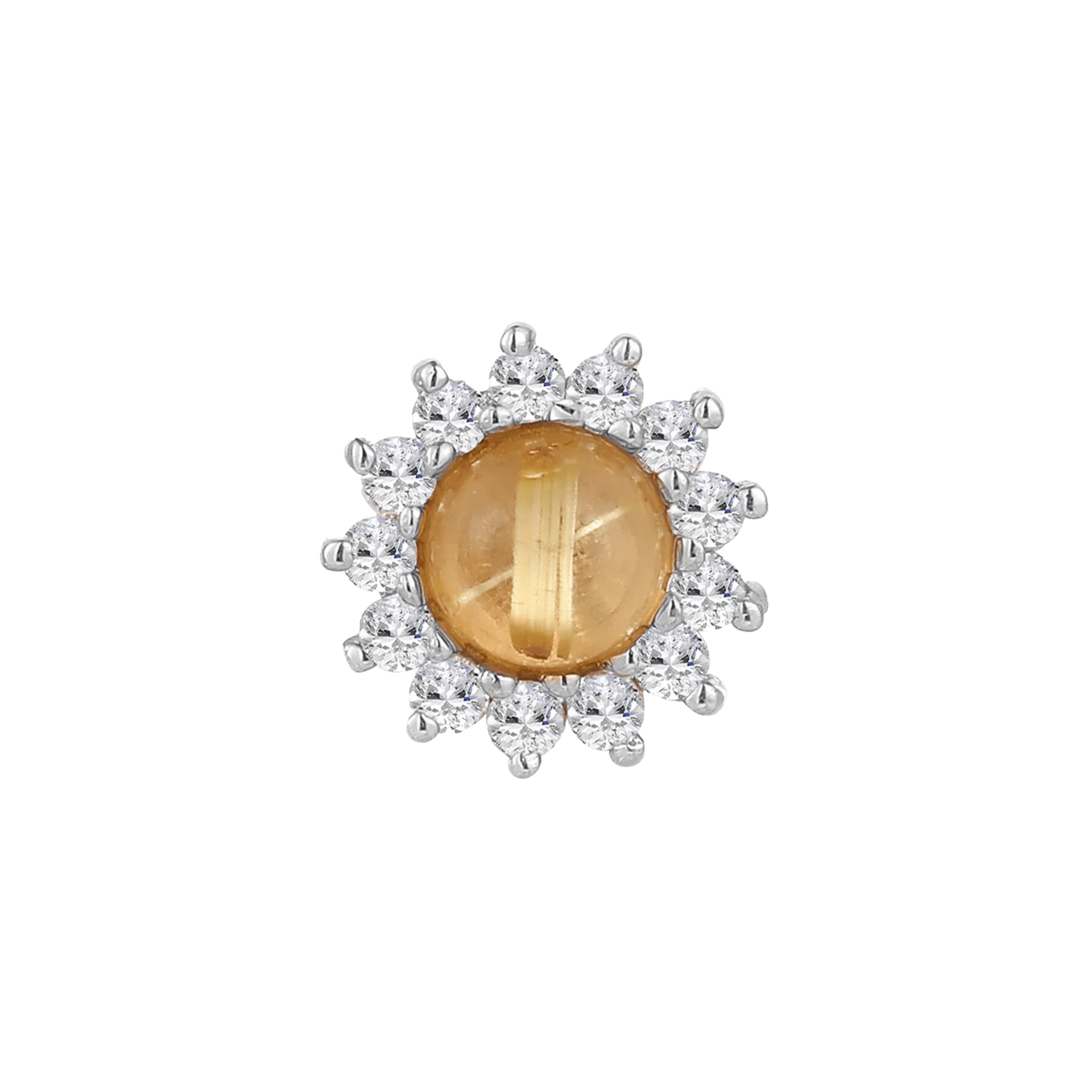 DELPHINE - RUTILATED QUARTZ + WHITE SAPPHIRE - THREADLESS END piercing-zone.com