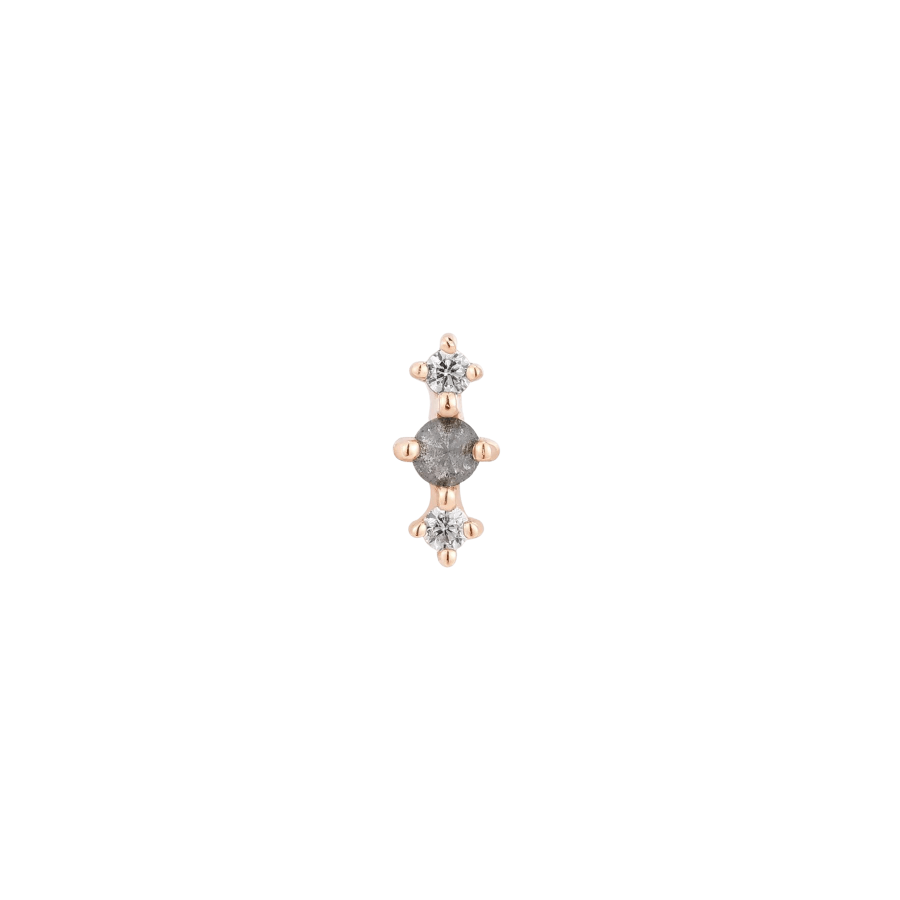 Ghost Flower – Grey Diamond & CZ 14K Gold Threadless End