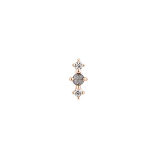 Ghost Flower – Grey Diamond & CZ 14K Gold Threadless End