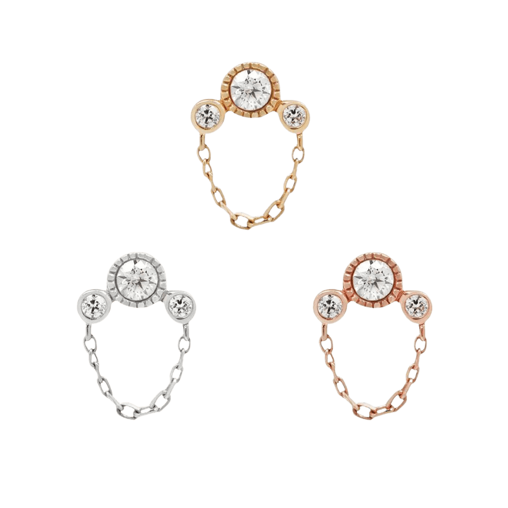 HALSTON CZ + CHAIN - THREADLESS END piercing-zone.com