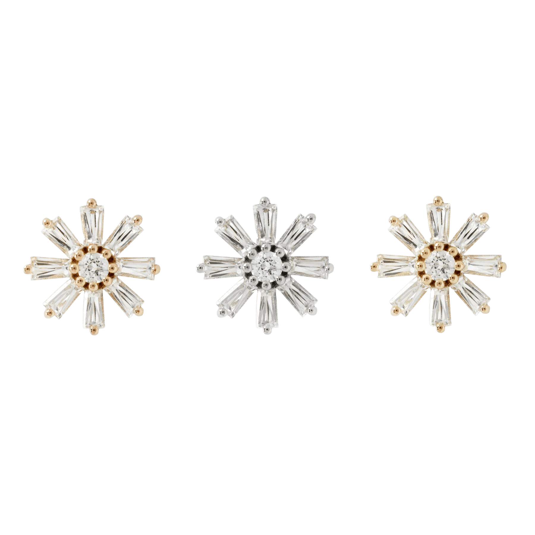 DELIAH BAGUETTE FLOWER - CZ - THREADLESS END piercing-zone.com