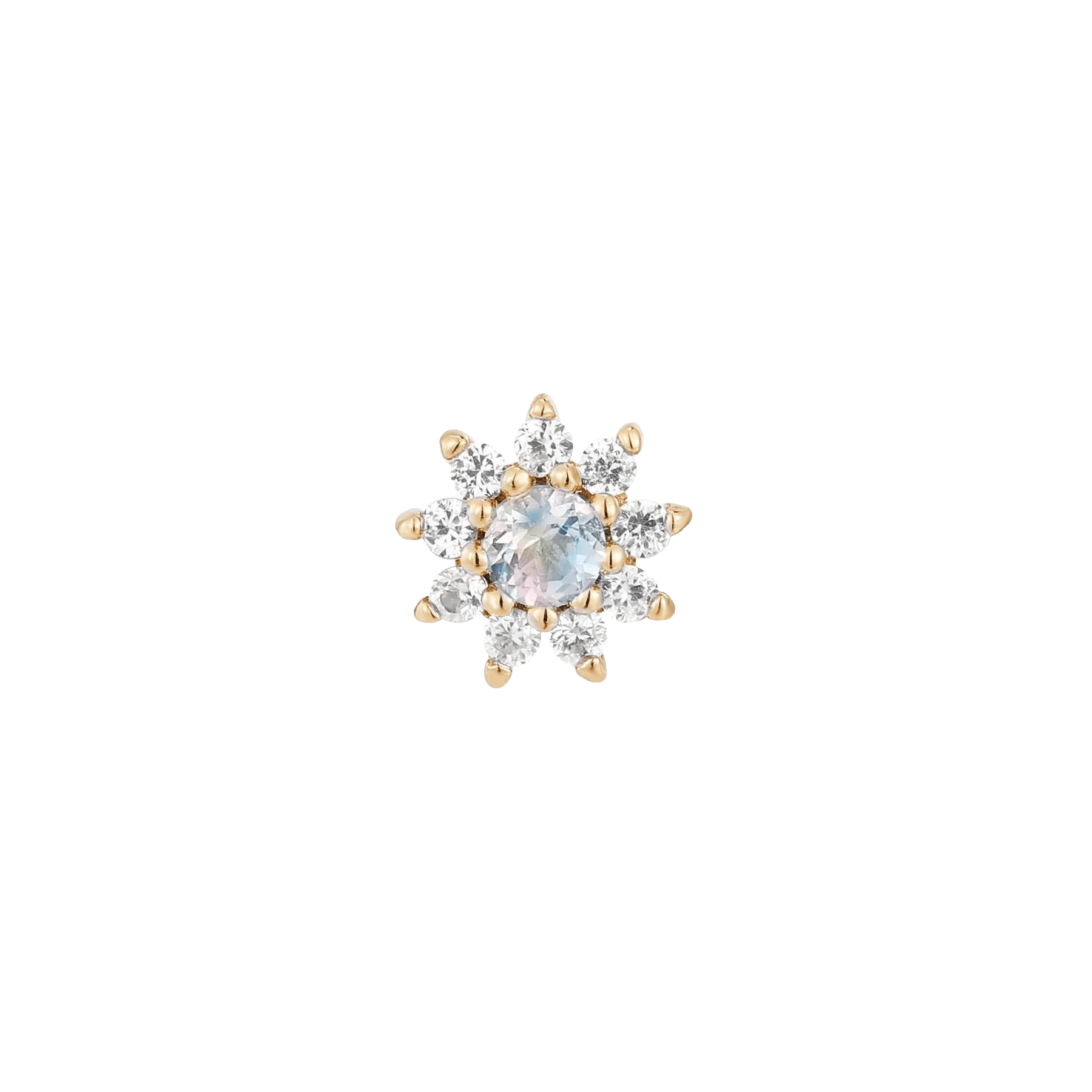 Eloise Flower – 14K Gold Moonstone & Sapphire Jewelry