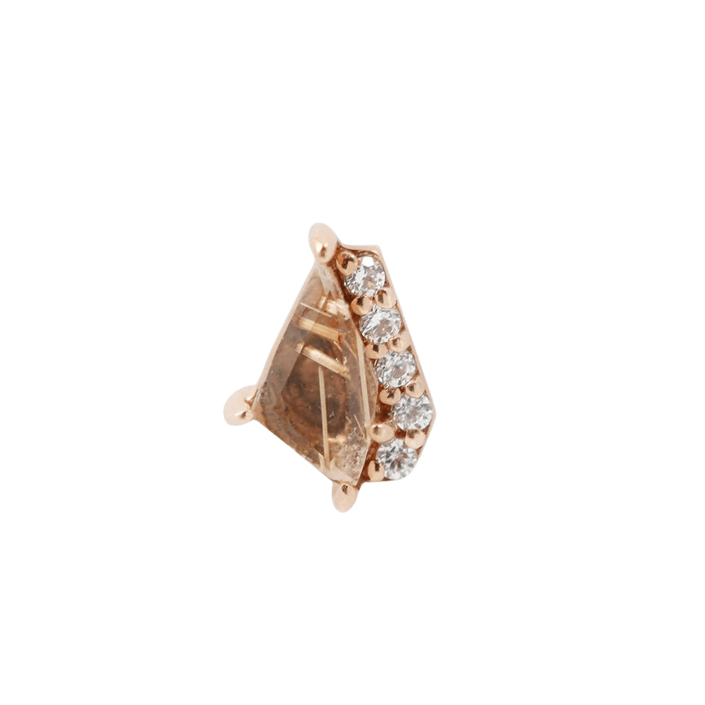 ELEVATE - RUTILATED QUARTZ + CZ - THREADLESS END piercing-zone.com