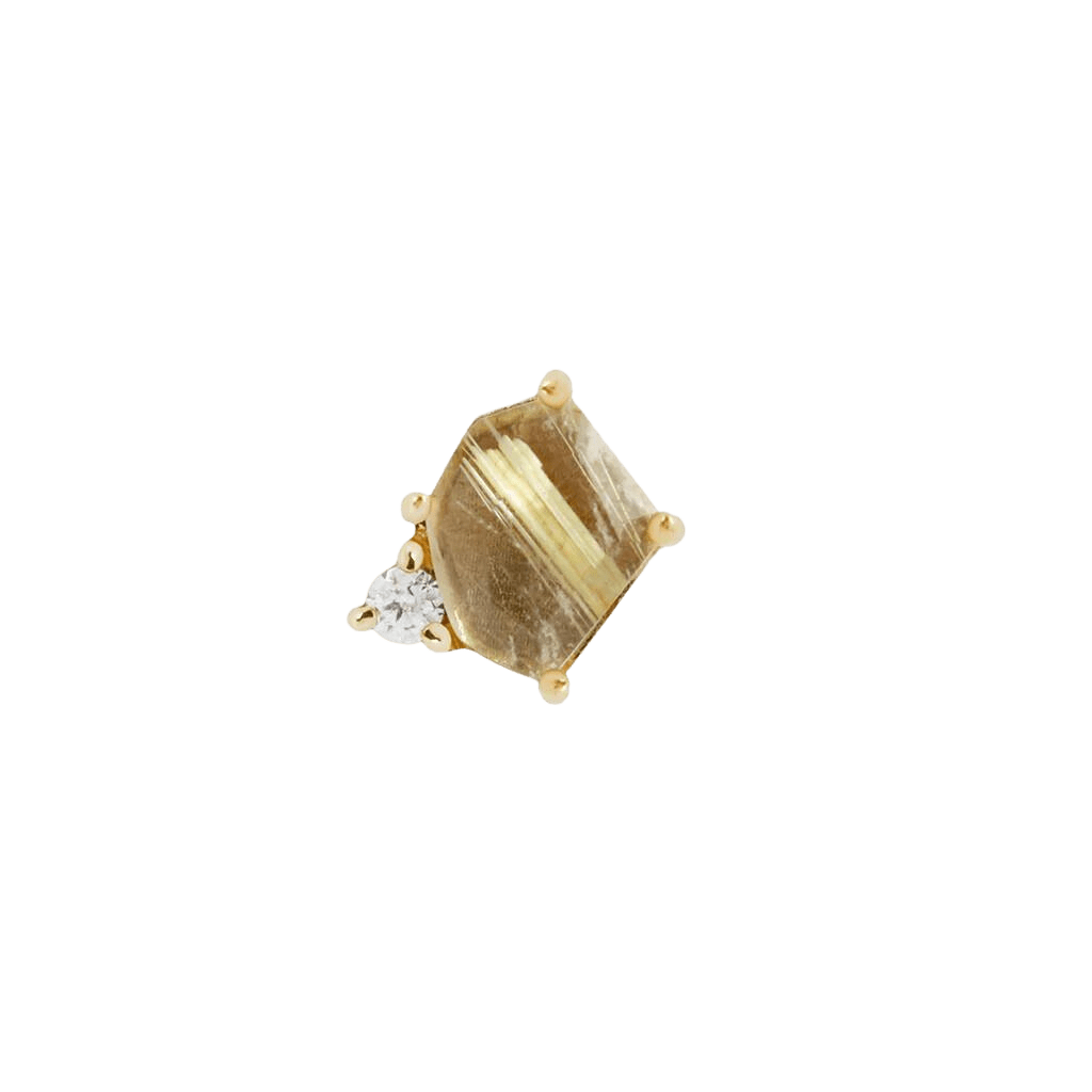 ELICIT - RUTILATED QUARTZ + CZ - THREADLESS END piercing-zone.com